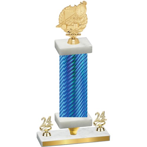 Premium Single Blue Carbon Fiber Year Swimming Trophy