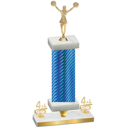 Premium Single Blue Carbon Fiber Fourth Place Cheerleading Trophy