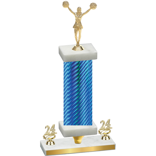 Premium Single Blue Carbon Fiber Year Cheerleading Trophy