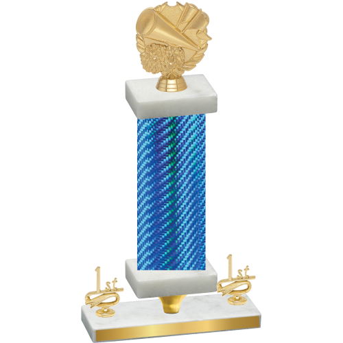 Premium Single Blue Carbon Fiber First Place Cheerleading Trophy