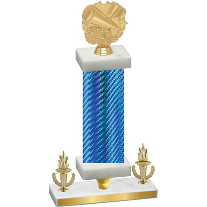 Premium Single Blue Carbon Fiber Victory Cheerleading Trophy