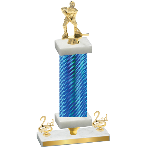 Premium Single Blue Carbon Fiber Second Place Hockey Trophy