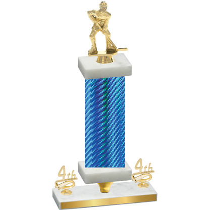 Premium Single Blue Carbon Fiber Fourth Place Hockey Trophy