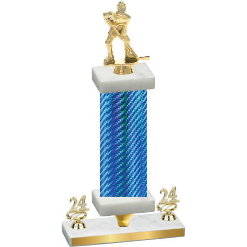 Premium Single Blue Carbon Fiber Year Hockey Trophy