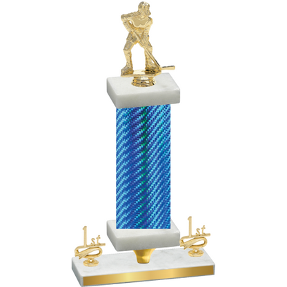 Premium Single Blue Carbon Fiber First Place Hockey Trophy