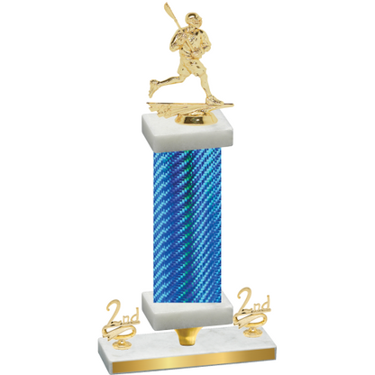 Premium Single Blue Carbon Fiber Second Place Lacrosse Trophy