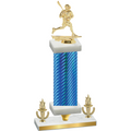 Premium Single Blue Carbon Fiber Victory Lacrosse Trophy