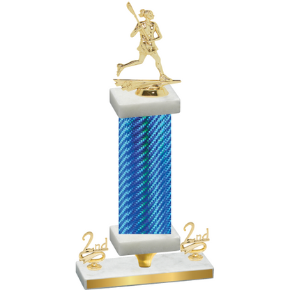 Premium Single Blue Carbon Fiber Second Place Lacrosse Trophy