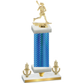 Premium Single Blue Carbon Fiber Victory Lacrosse Trophy