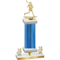 Premium Single Blue Carbon Fiber Year Lacrosse Trophy