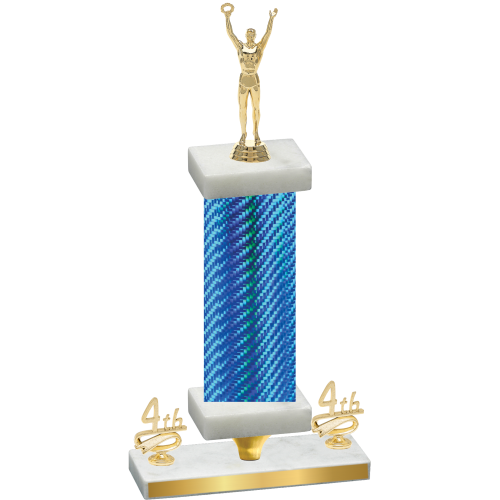 Premium Single Blue Carbon Fiber Fourth Place Victory Trophy