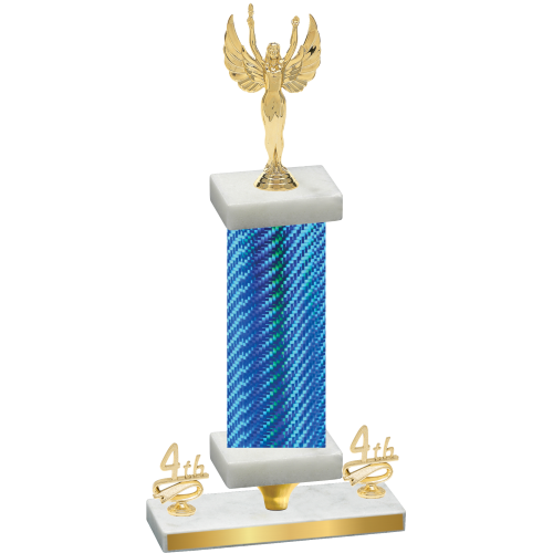Premium Single Blue Carbon Fiber Fourth Place Victory Trophy