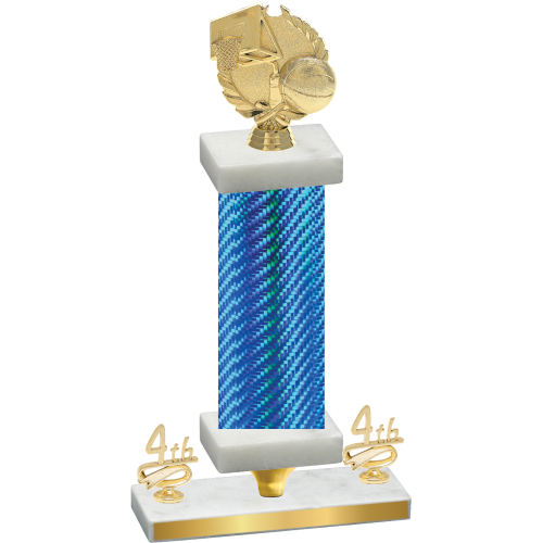 Premium Single Blue Carbon Fiber Fourth Place Basketball Trophy