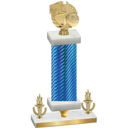 Premium Single Blue Carbon Fiber Victory Basketball Trophy