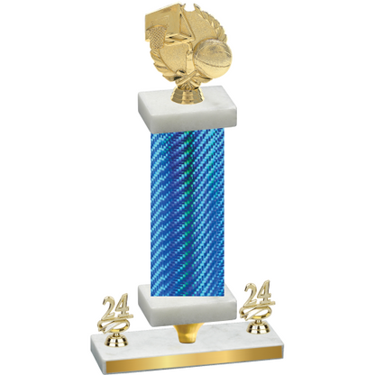 Premium Single Blue Carbon Fiber Year Basketball Trophy