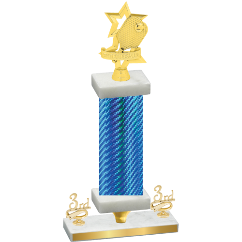 Premium Single Blue Carbon Fiber Third Place Pickleball Trophy