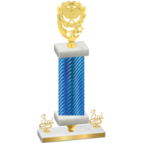 Premium Single Blue Carbon Fiber Third Place Pickleball Trophy