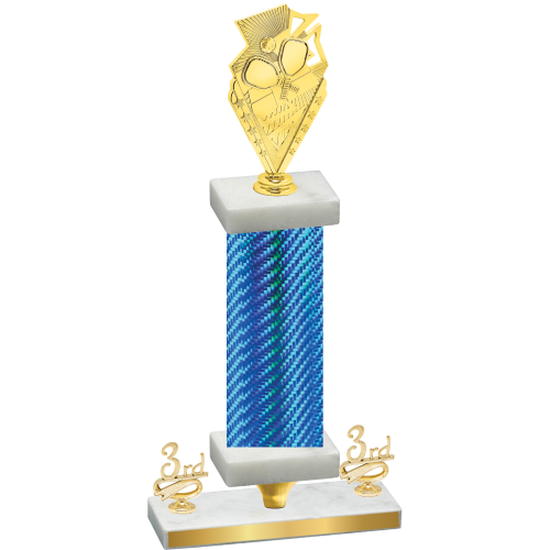 Premium Single Blue Carbon Fiber Third Place Pickleball Trophy