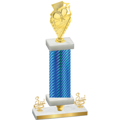 Premium Single Blue Carbon Fiber Third Place Pickleball Trophy