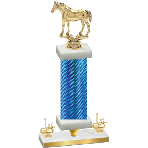 Premium Single Blue Carbon Fiber First Place Horses Trophy