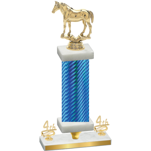 Premium Single Blue Carbon Fiber Fourth Place Horses Trophy