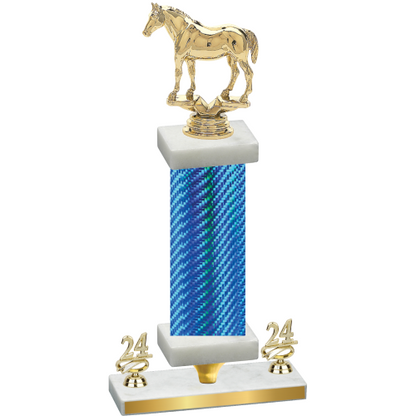 Premium Single Blue Carbon Fiber Year Horses Trophy