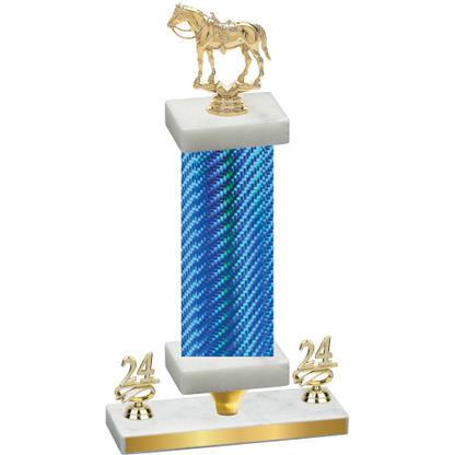 Premium Single Blue Carbon Fiber Year Horses Trophy