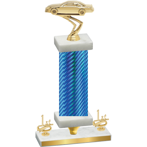 Premium Single Blue Carbon Fiber First Place Cars Trophy