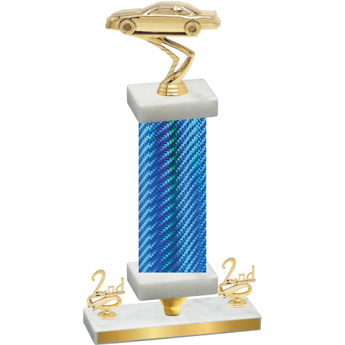 Premium Single Blue Carbon Fiber Second Place Cars Trophy