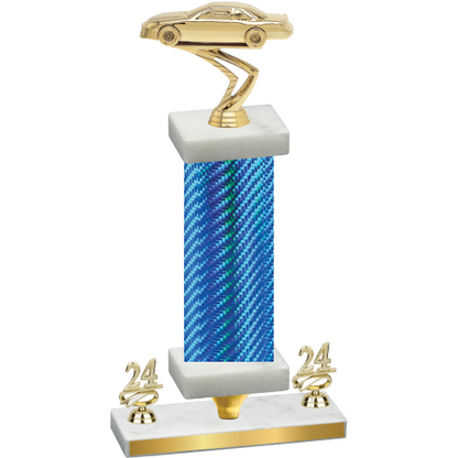Premium Single Blue Carbon Fiber Year Cars Trophy