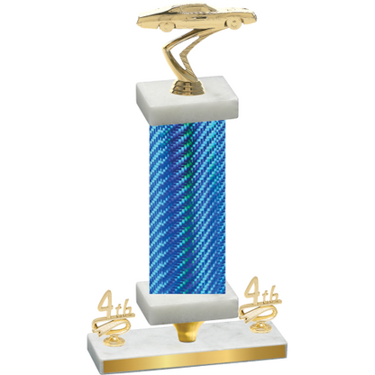 Premium Single Blue Carbon Fiber Fourth Place Cars Trophy