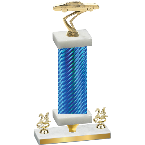 Premium Single Blue Carbon Fiber Year Cars Trophy