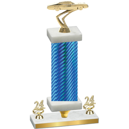 Premium Single Blue Carbon Fiber Year Cars Trophy