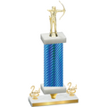 Premium Single Blue Carbon Fiber Second Place Archery Trophy