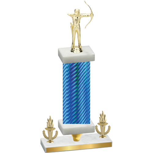 Premium Single Blue Carbon Fiber Victory Archery Trophy