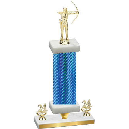 Premium Single Blue Carbon Fiber Year Archery Trophy