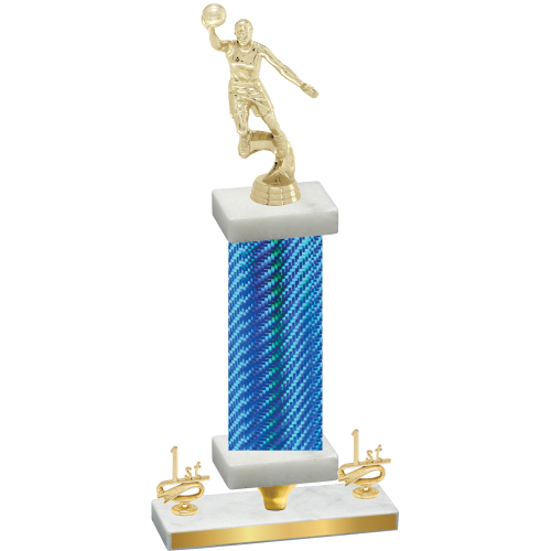 Premium Single Blue Carbon Fiber First Place Basketball Trophy