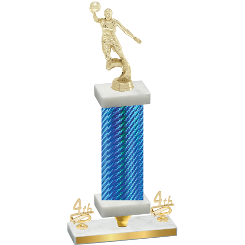 Premium Single Blue Carbon Fiber Fourth Place Basketball Trophy