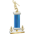 Premium Single Blue Carbon Fiber Victory Basketball Trophy