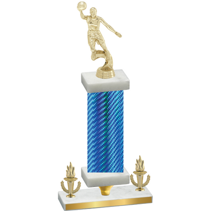 Premium Single Blue Carbon Fiber Victory Basketball Trophy