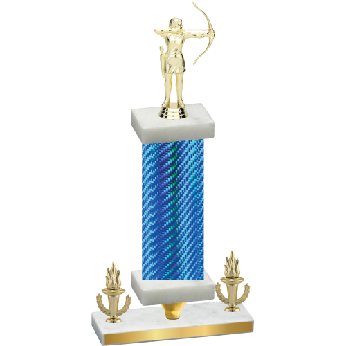 Premium Single Blue Carbon Fiber Victory Archery Trophy