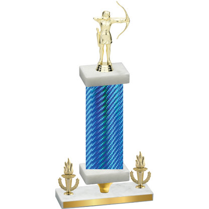 Premium Single Blue Carbon Fiber Victory Archery Trophy