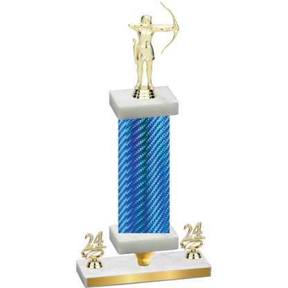 Premium Single Blue Carbon Fiber Year Archery Trophy