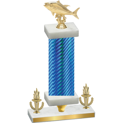 Premium Single Blue Carbon Fiber Victory Fishing Trophy