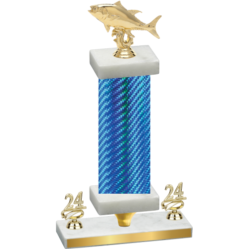 Premium Single Blue Carbon Fiber Year Fishing Trophy