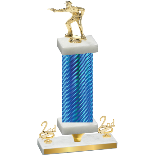 Premium Single Blue Carbon Fiber Second Place Shooter Trophy