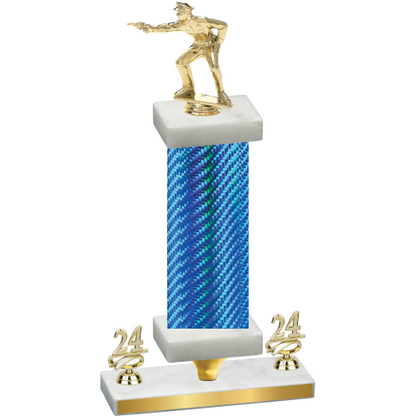 Premium Single Blue Carbon Fiber Year Shooter Trophy