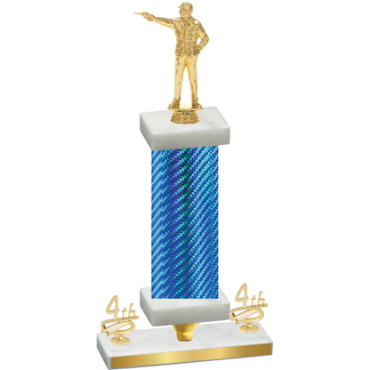 Premium Single Blue Carbon Fiber Fourth Place Shooter Trophy