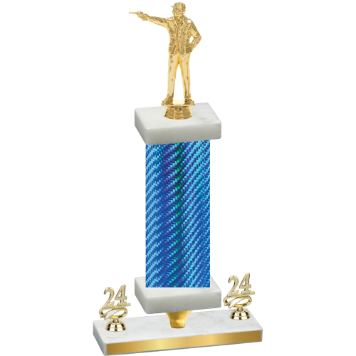 Premium Single Blue Carbon Fiber Year Shooter Trophy