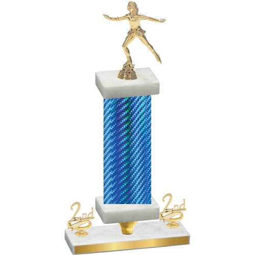 Premium Single Blue Carbon Fiber Second Place Skater Trophy